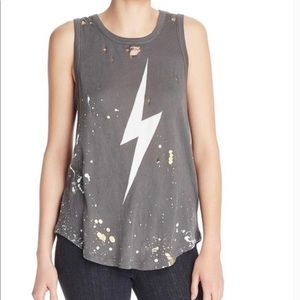 Chaser Lightning Bolt Gauzy Cotton Tank Top